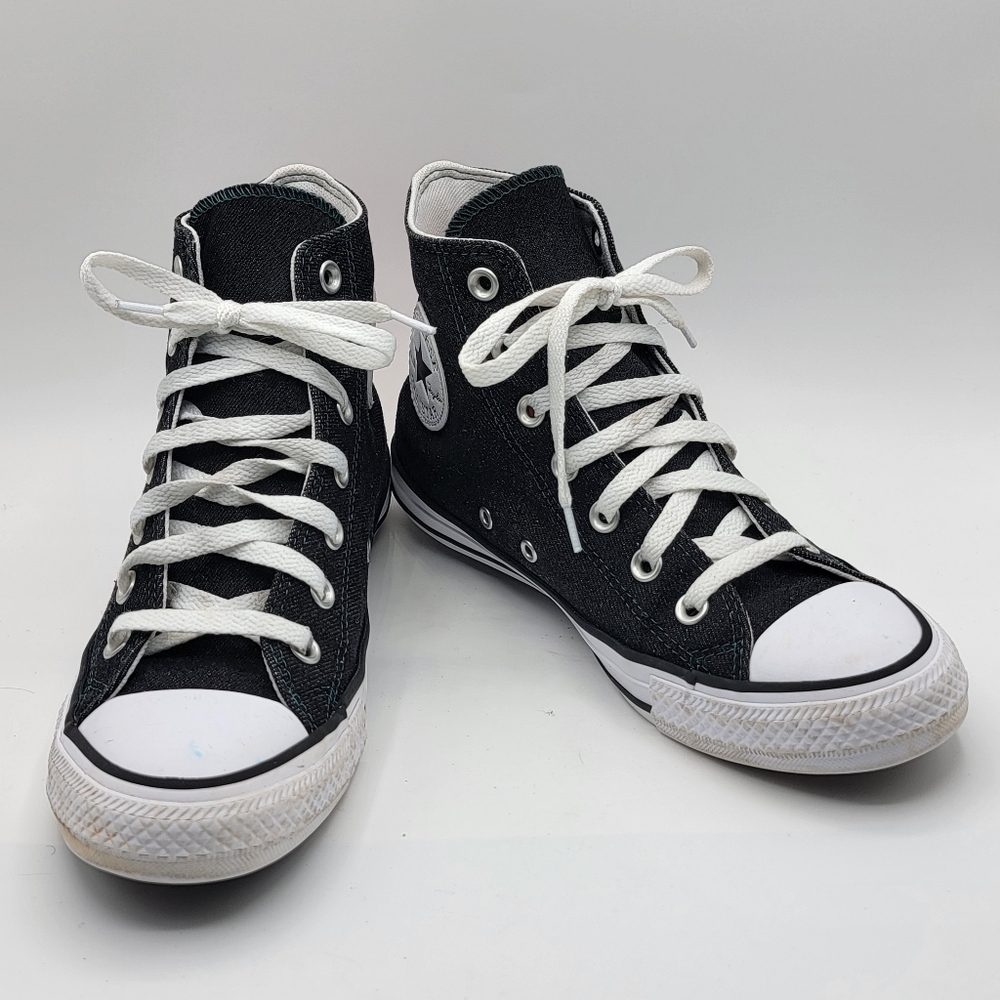 Converse ALL STAR Black High-Top Sneakers w/ Red Rose‎ SIZE 7.5 W; 5.5 M. #1459 - Picture 2 of 8